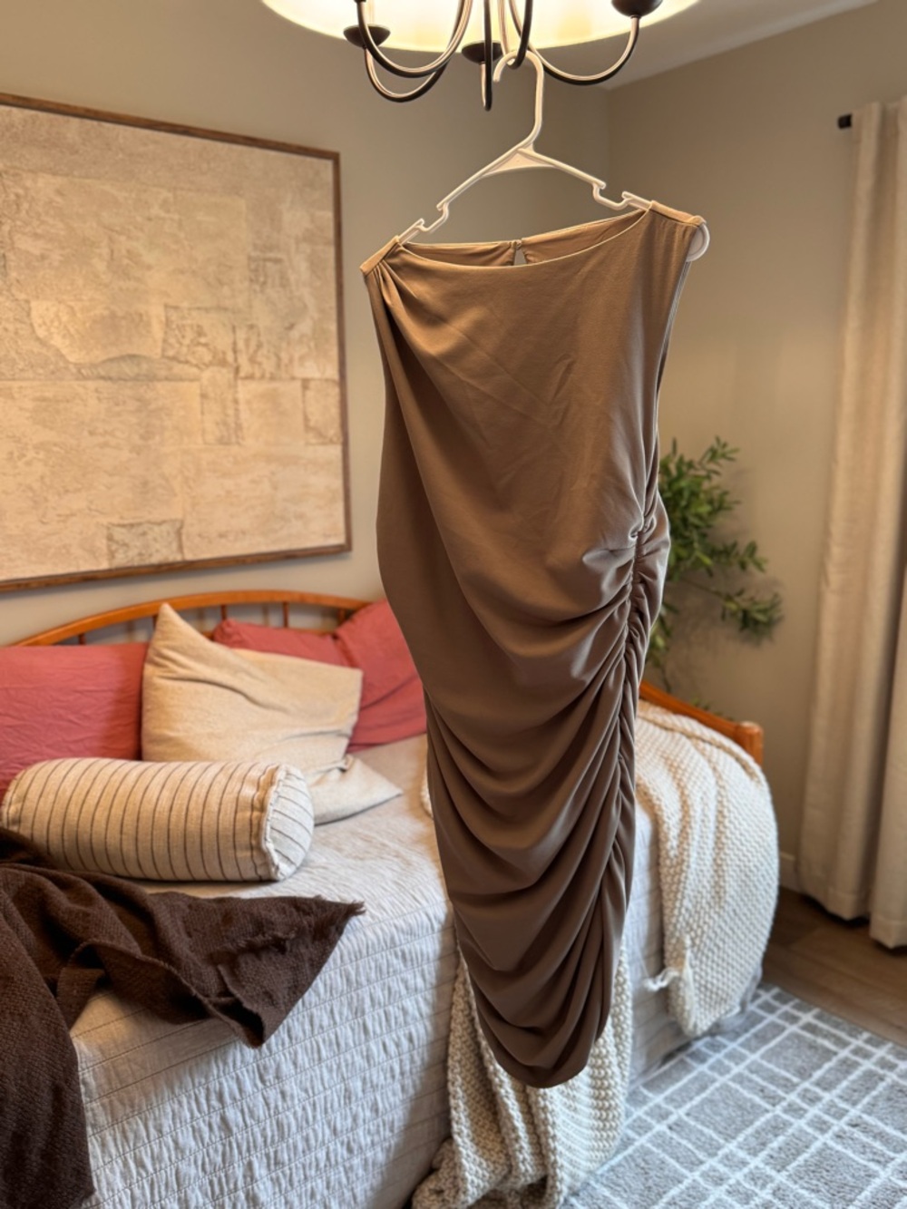 Abercrombie & Fitch Ruched Brown Cocktail Dress